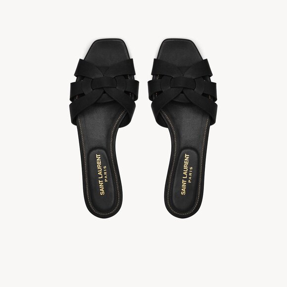 New Authentic YSL Saint Laurent Paris Tribute Sandals in Smooth Leather EUR 40 - Picture 1 of 6